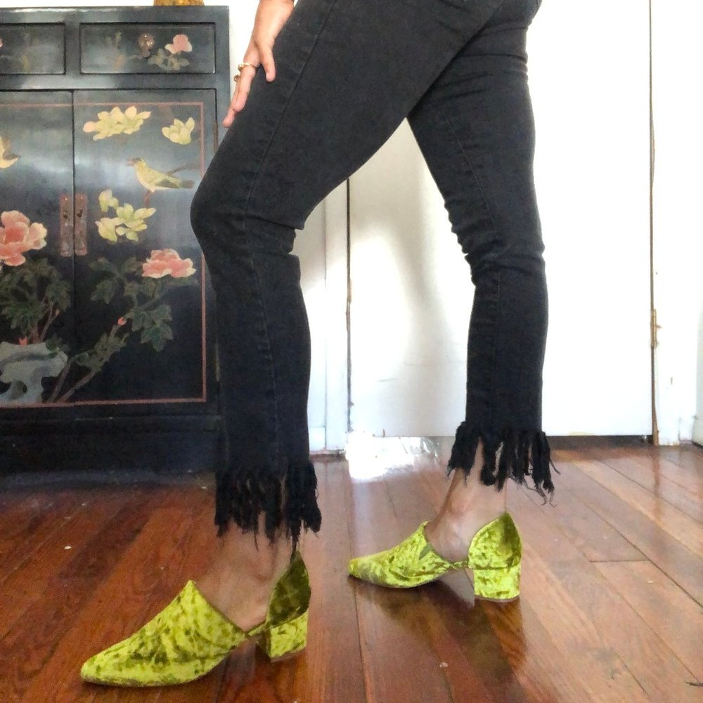 Earl Jeans fringe hem black stretch flares